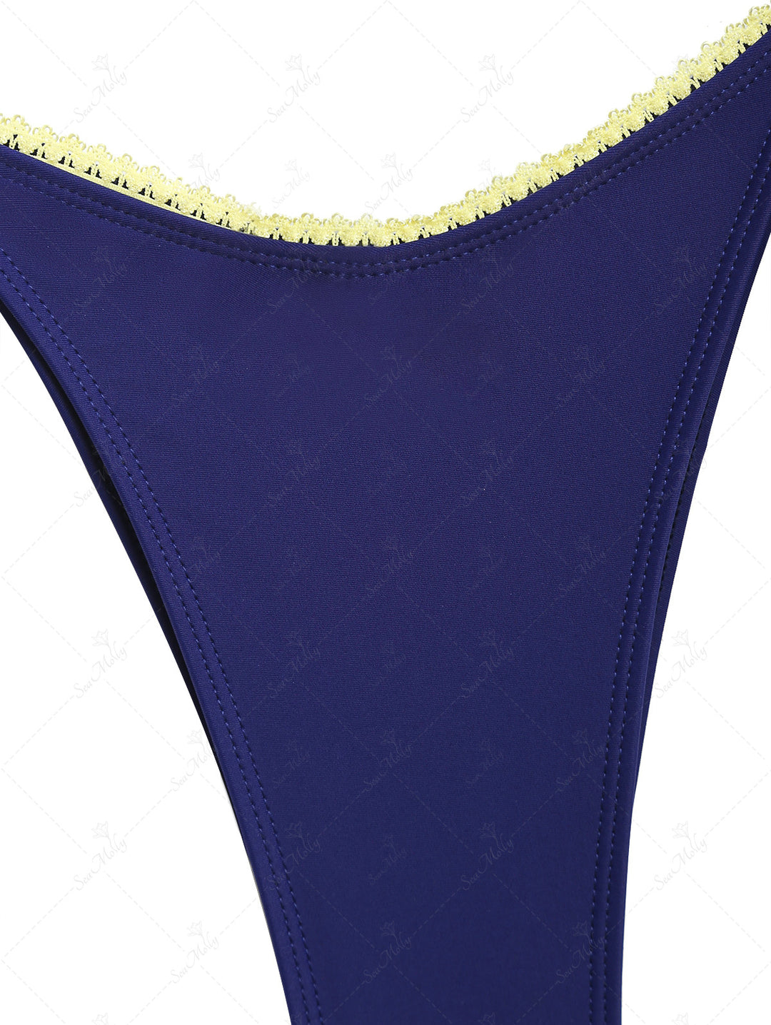Triangle String Seamolly Picot Trim Bow Decor Halter Tie Triangle String Bikini Set