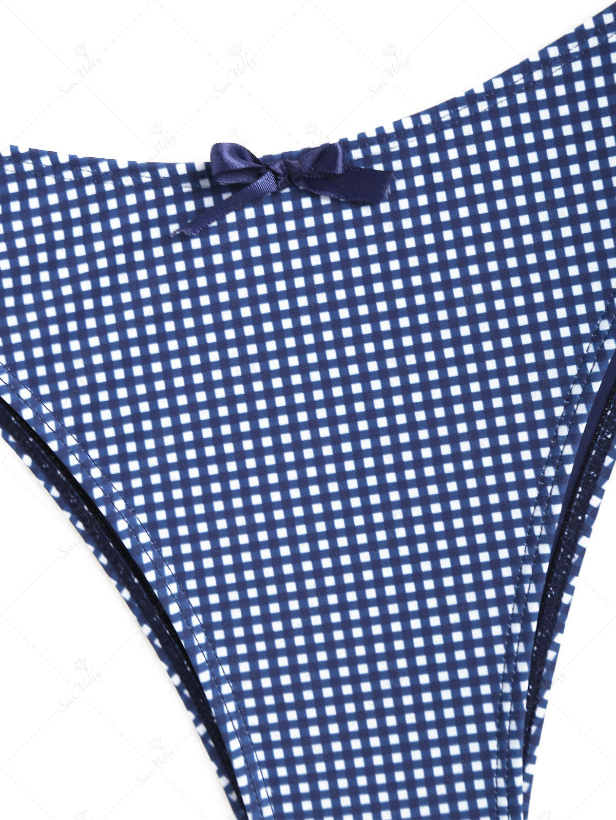 Gingham Spliced Ruffles Trim Tied Underwire Bikini Set