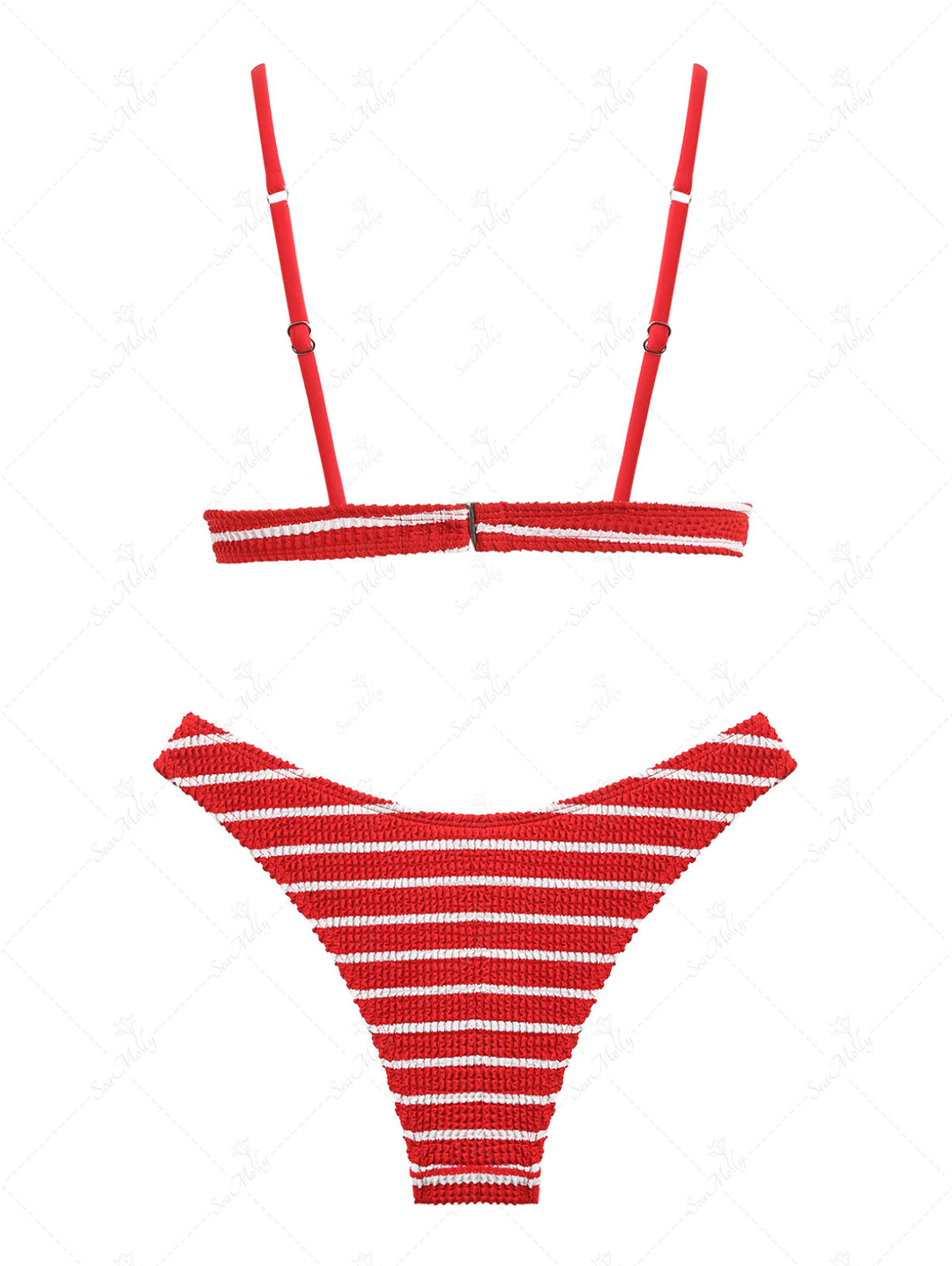 Seamolly Crinkle Textured Stripes Triangle Bikini Set