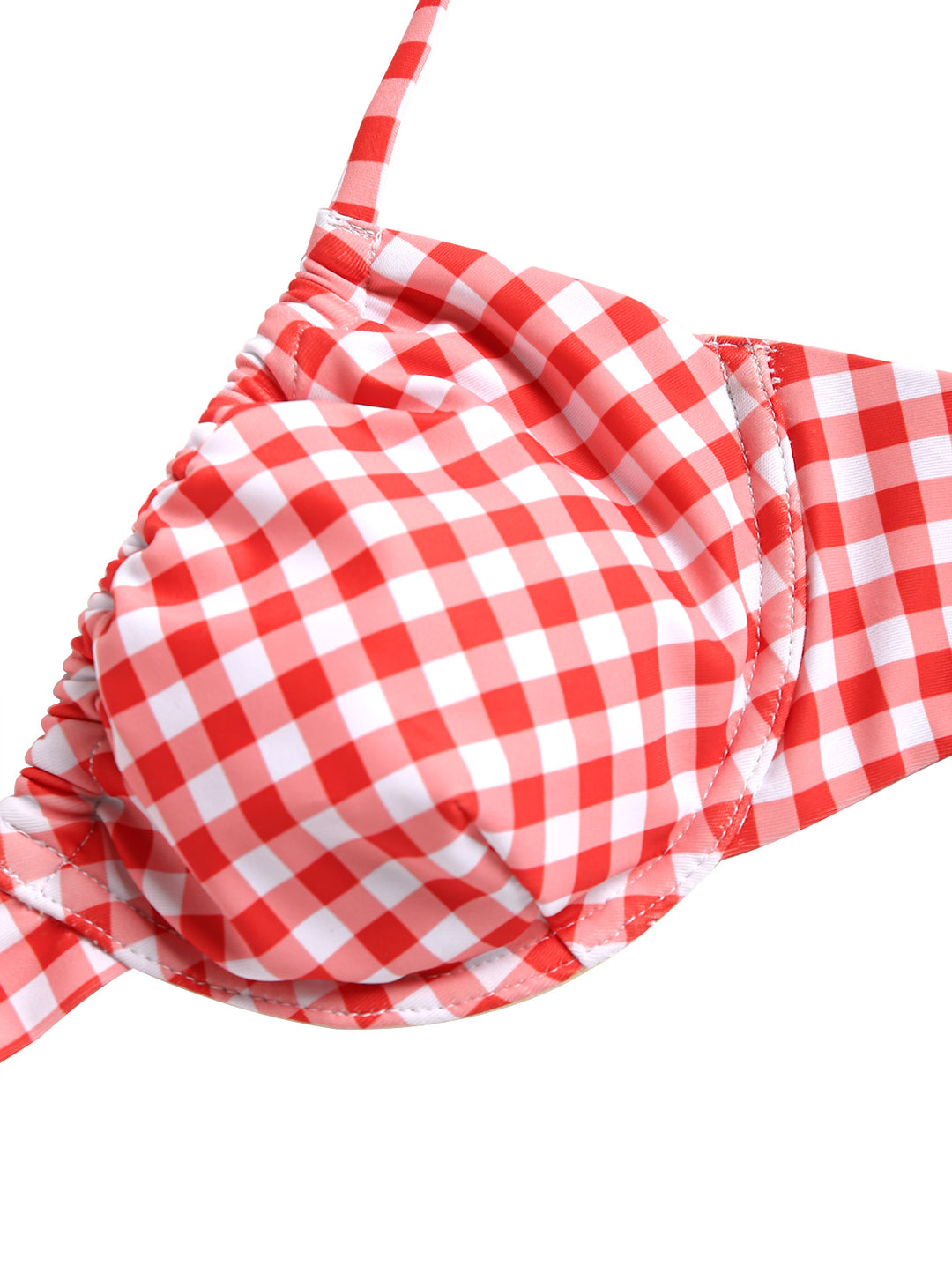 Seamolly Red Gingham Tie Shoulder Underwire Loincloth Bikini Set