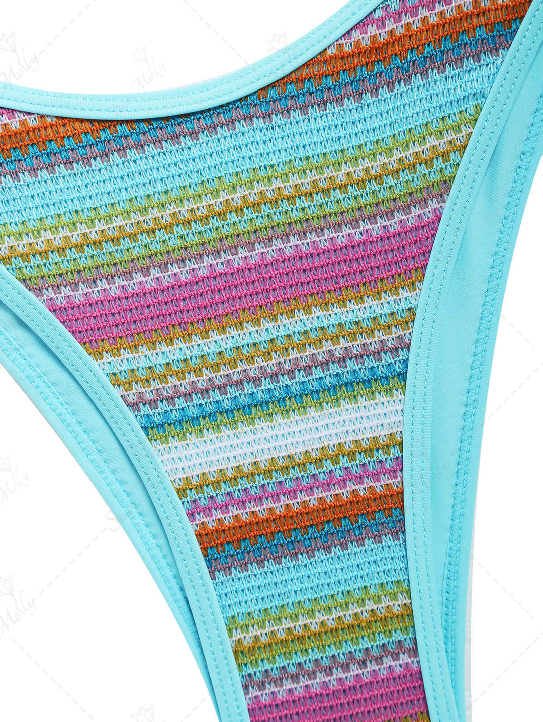 Seamolly Colorblock Stripes Triangle Halter Tied Bikini Set