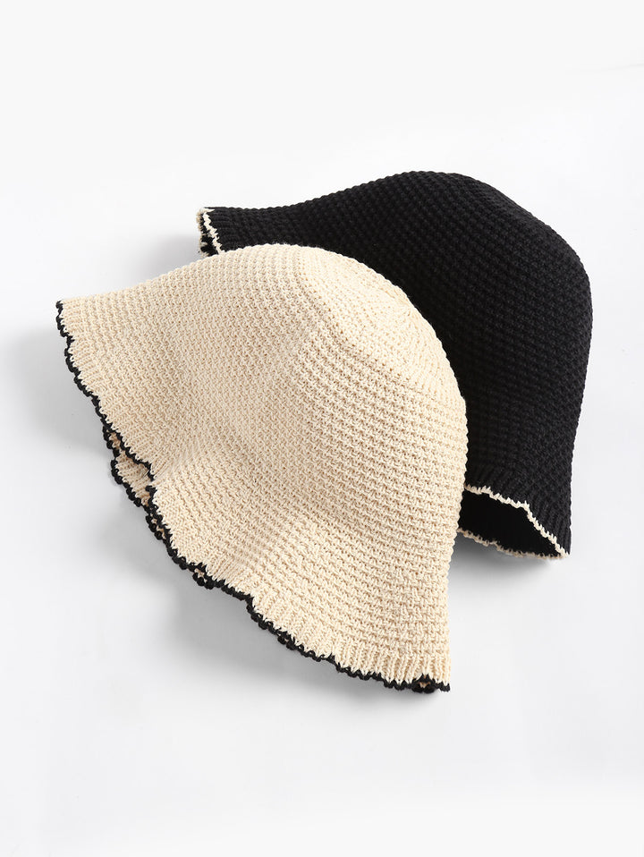 Scalloped Edge Beach Straw Bucket Hat
