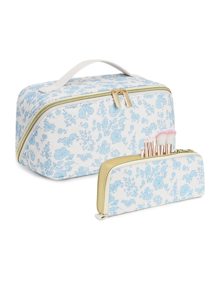 2 Pcs Fruit Cherry Printed Travel Portable Cosmetic Bag Sets