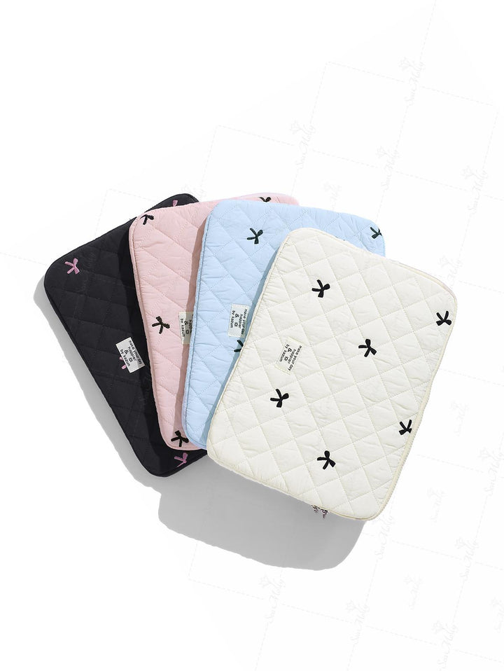 Bow Embroidery Portable 14-Inch Tablet Laptop Bag