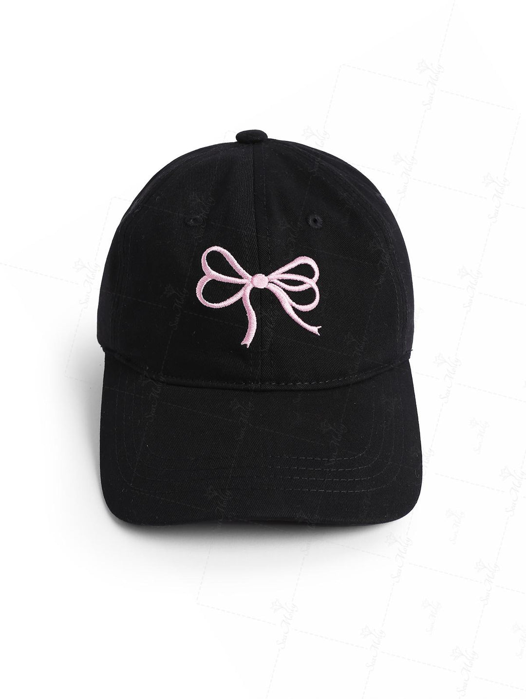 Bowknot Embroidered Black Baseball Cap