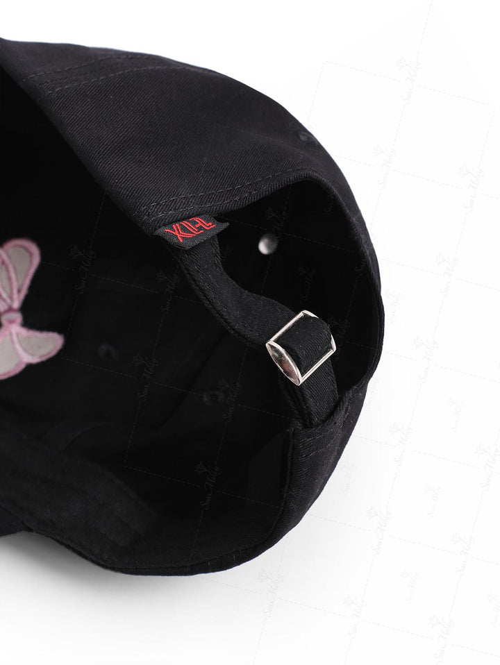 Bowknot Embroidered Black Baseball Cap