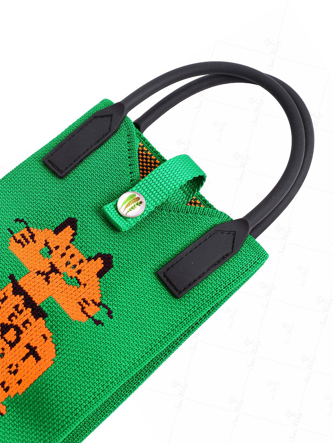 Knitted Cat Pattern Handle Crossbody Bag