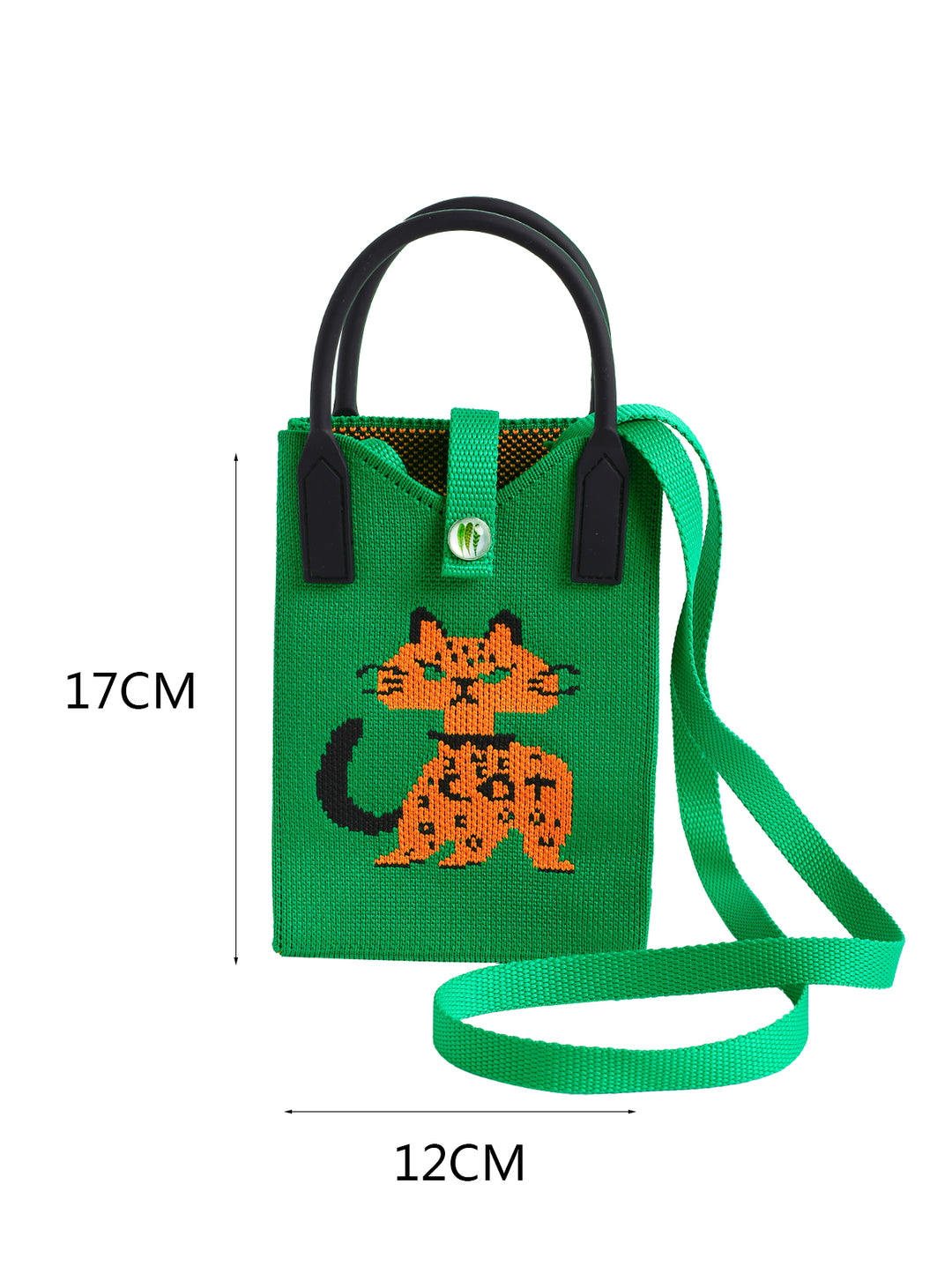 Knitted Cat Pattern Handle Crossbody Bag