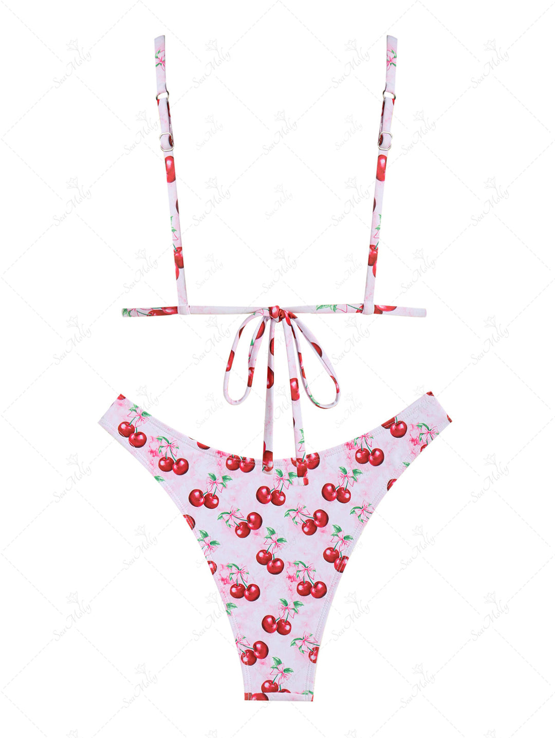 Seamolly Fruit Cherry Print Triangle Bikini Set