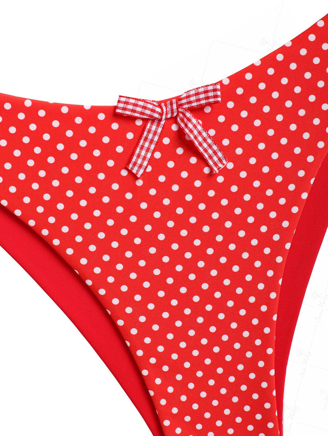 Seamolly Vintage Polka Dot Bowknot Decor Triangle Cheeky Bikini Set