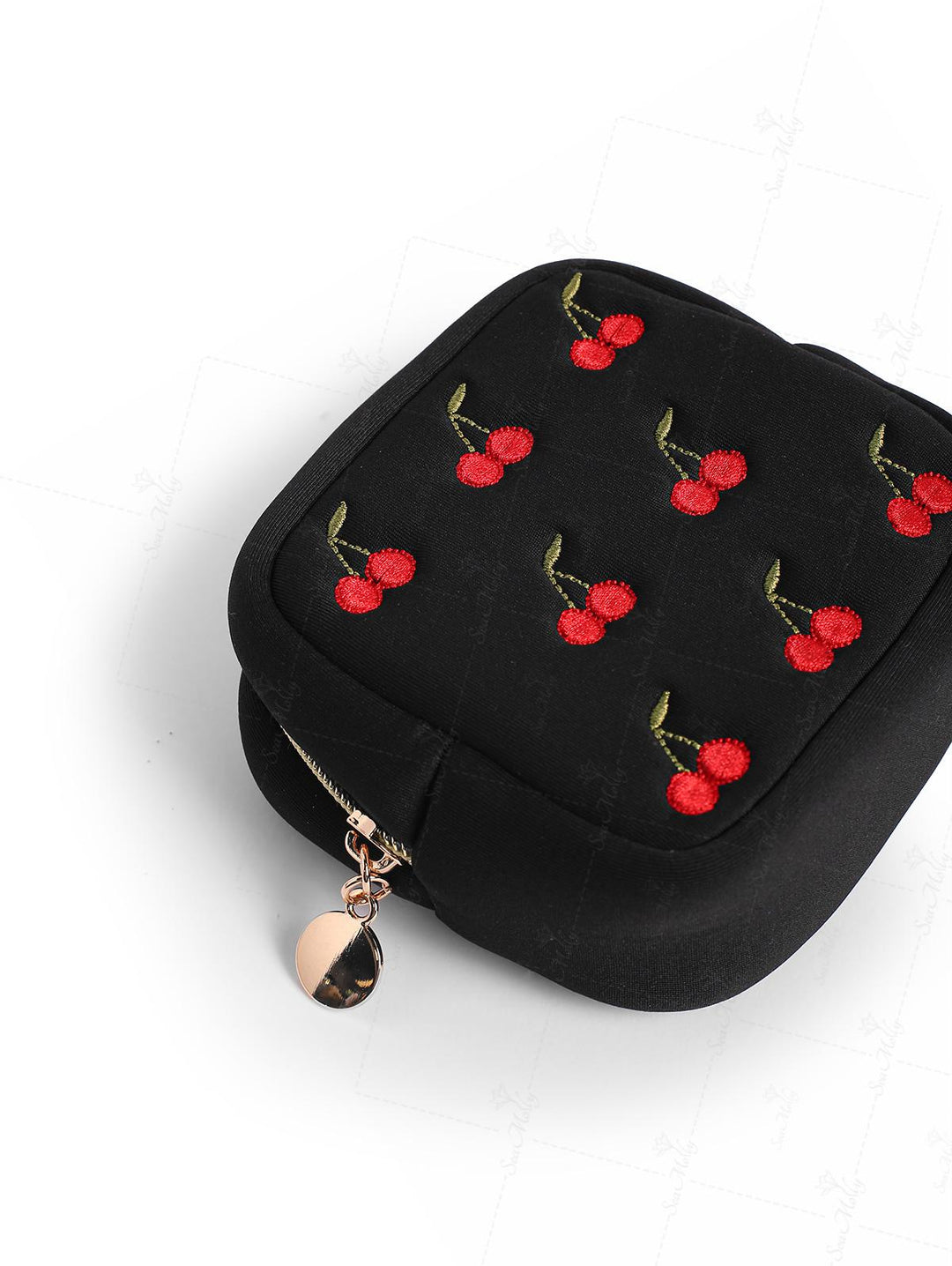 Vintage Fruit Cherry Pattern Multifunctional Portable Cosmetic Bag