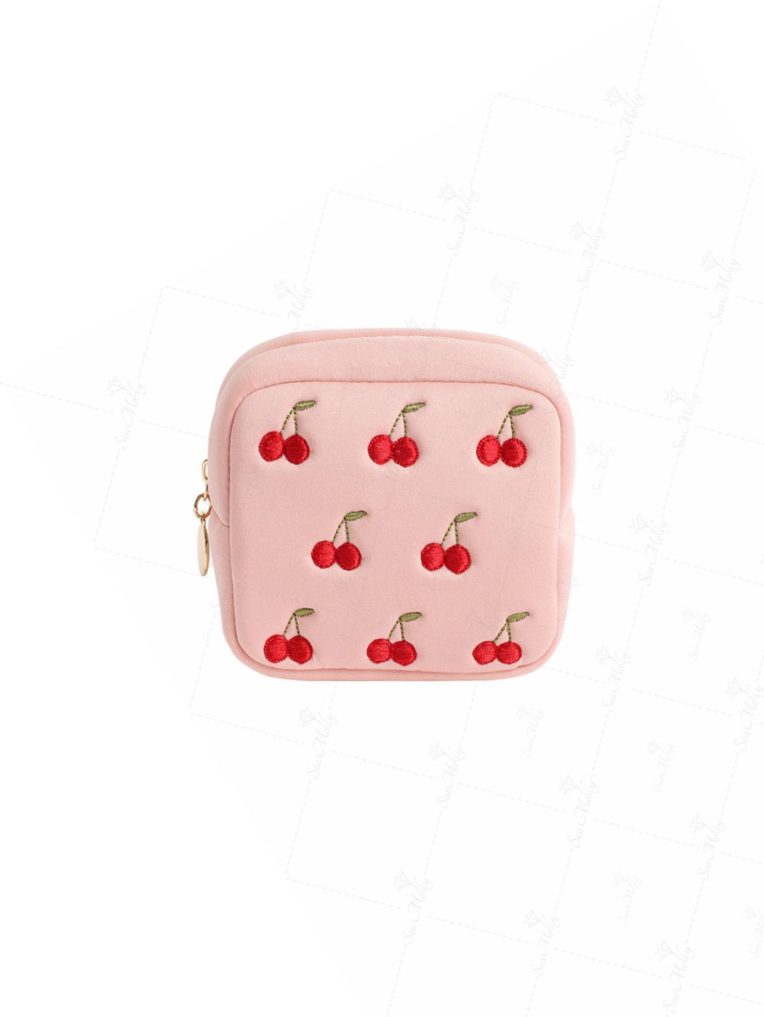 Vintage Fruit Cherry Pattern Multifunctional Portable Cosmetic Bag