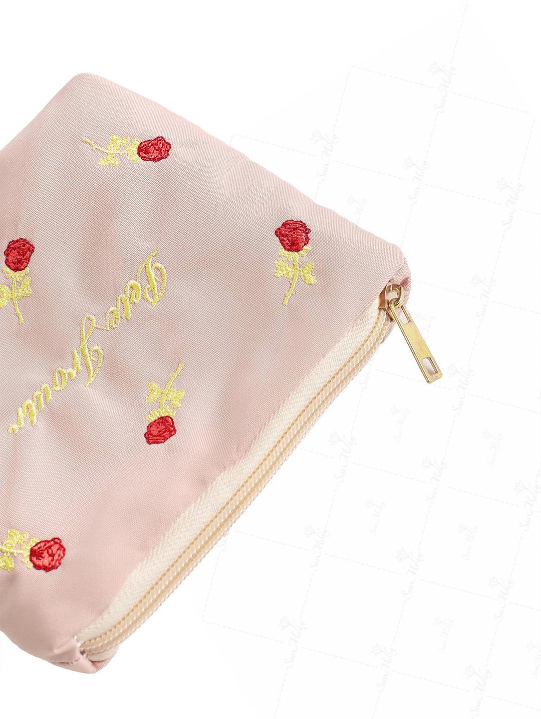 Floral Rose Embroidered Portable Cosmetic Bag