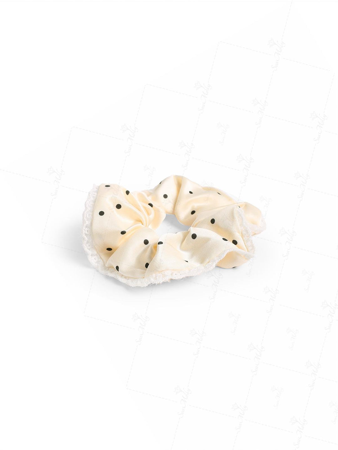 Lace Up Satin Polka Dotted Large Hair Scrunchie