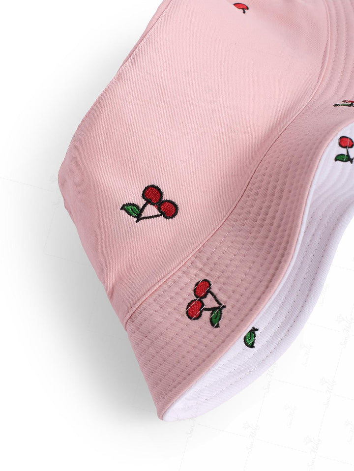 Double-Sided Fruit Cherry Pattern Bucket Hat