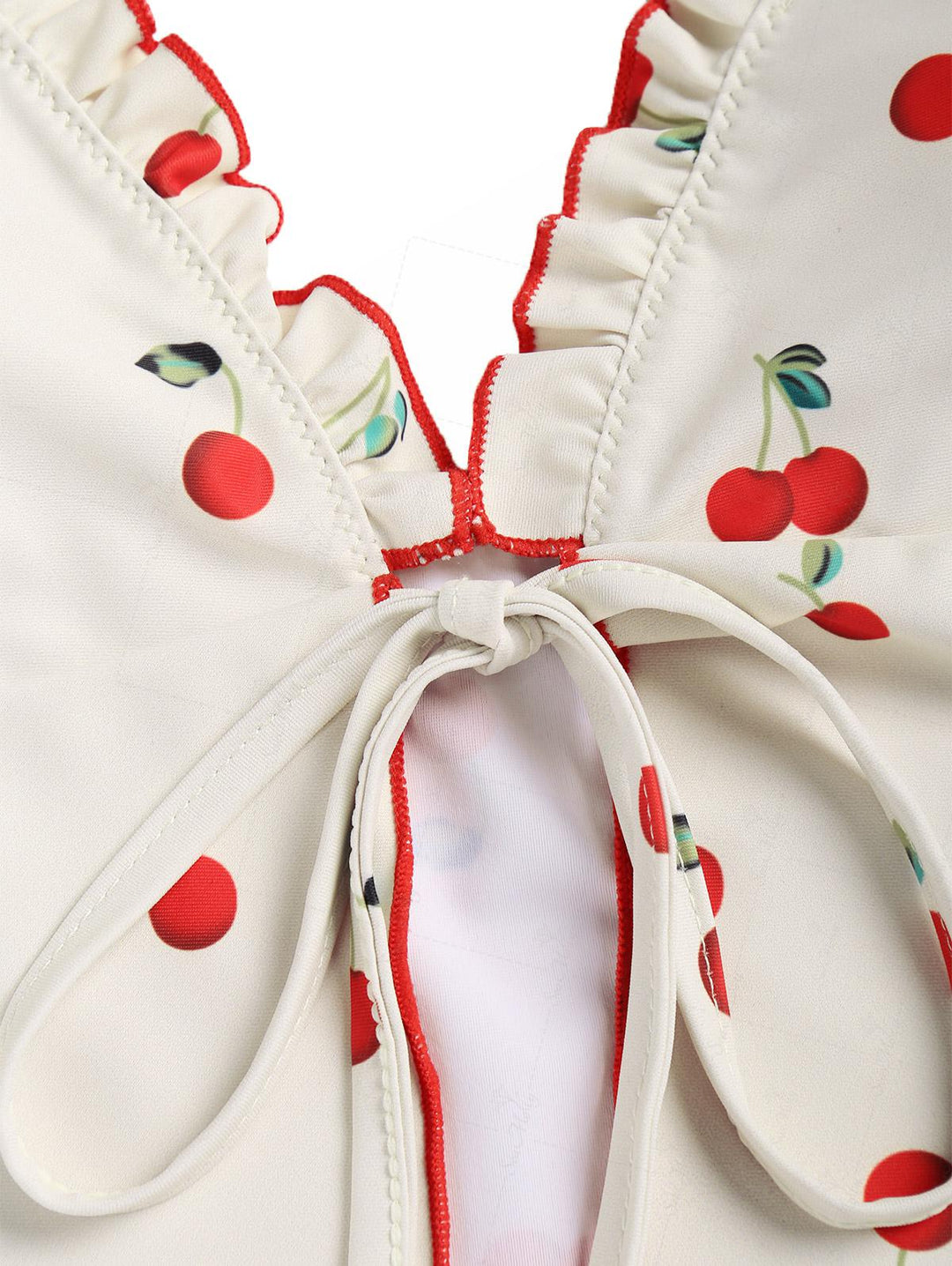 Seamolly Tie Front Fruit Cherry Lettuce Trim Cheeky Tankini Set