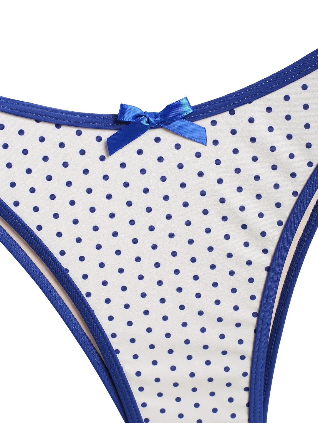 Seamolly Polka Dots Bow Knotted Decor Triangle Bikini Set