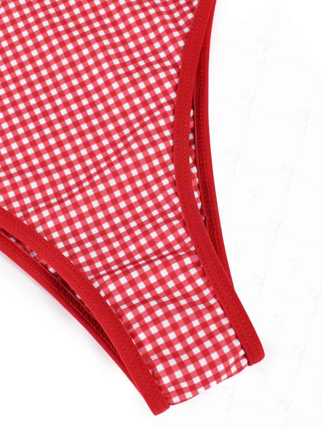 Seamolly Gingham Tie Around Criss Cross Open U Back One-piece Swimsuit