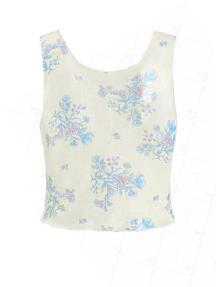 Seamolly Sheer Mesh See-through Floral Printed Cover Up Tank Top