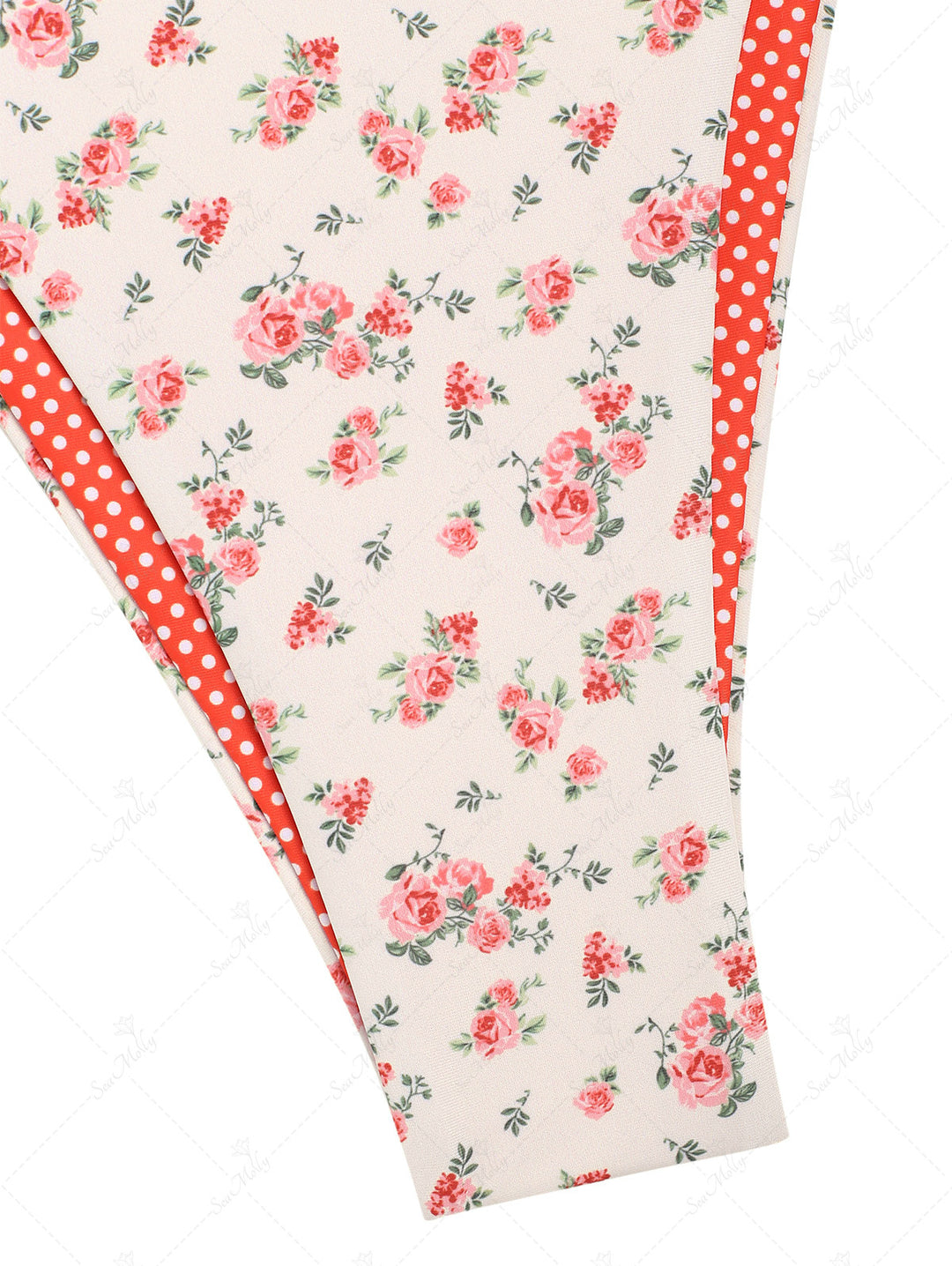 Seamolly Double-Sided Ditsy Floral And Polka Dots Printed Halter Tie Side Tankini Set