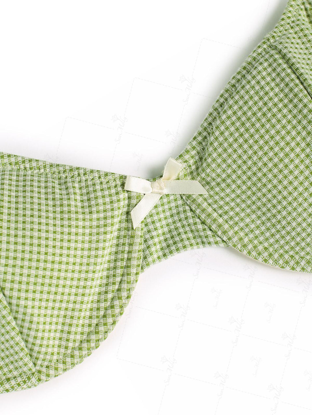 Seamolly Vintage Gingham Bowknot Decor Tied Back Underwire Bikini Set