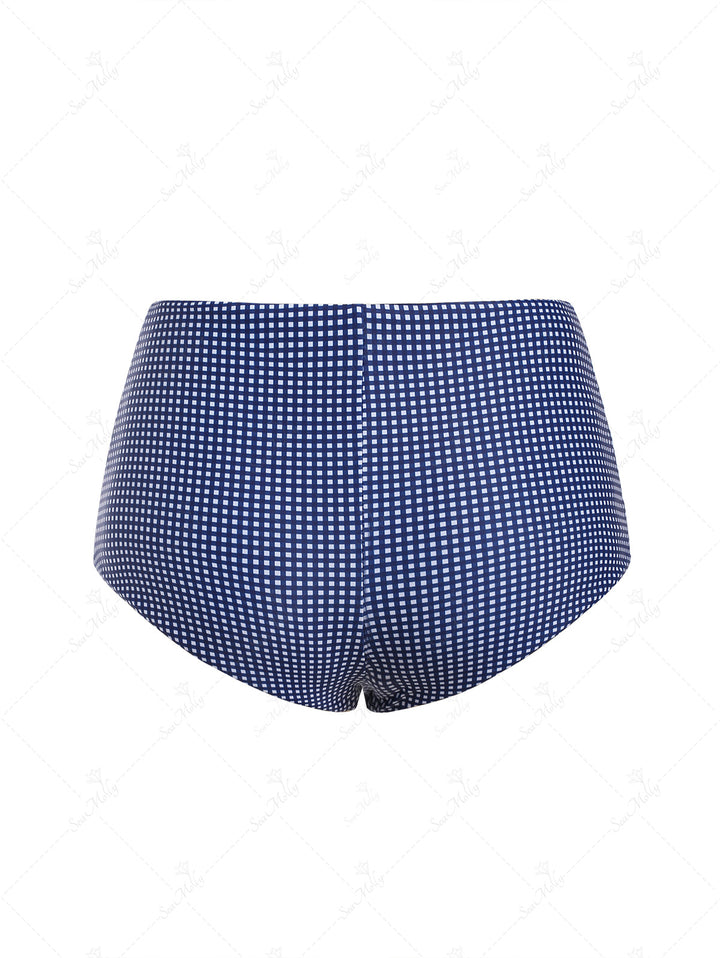 Seamolly Gingham Bow Knotted Decor Beach Swim Bottom Boyshorts