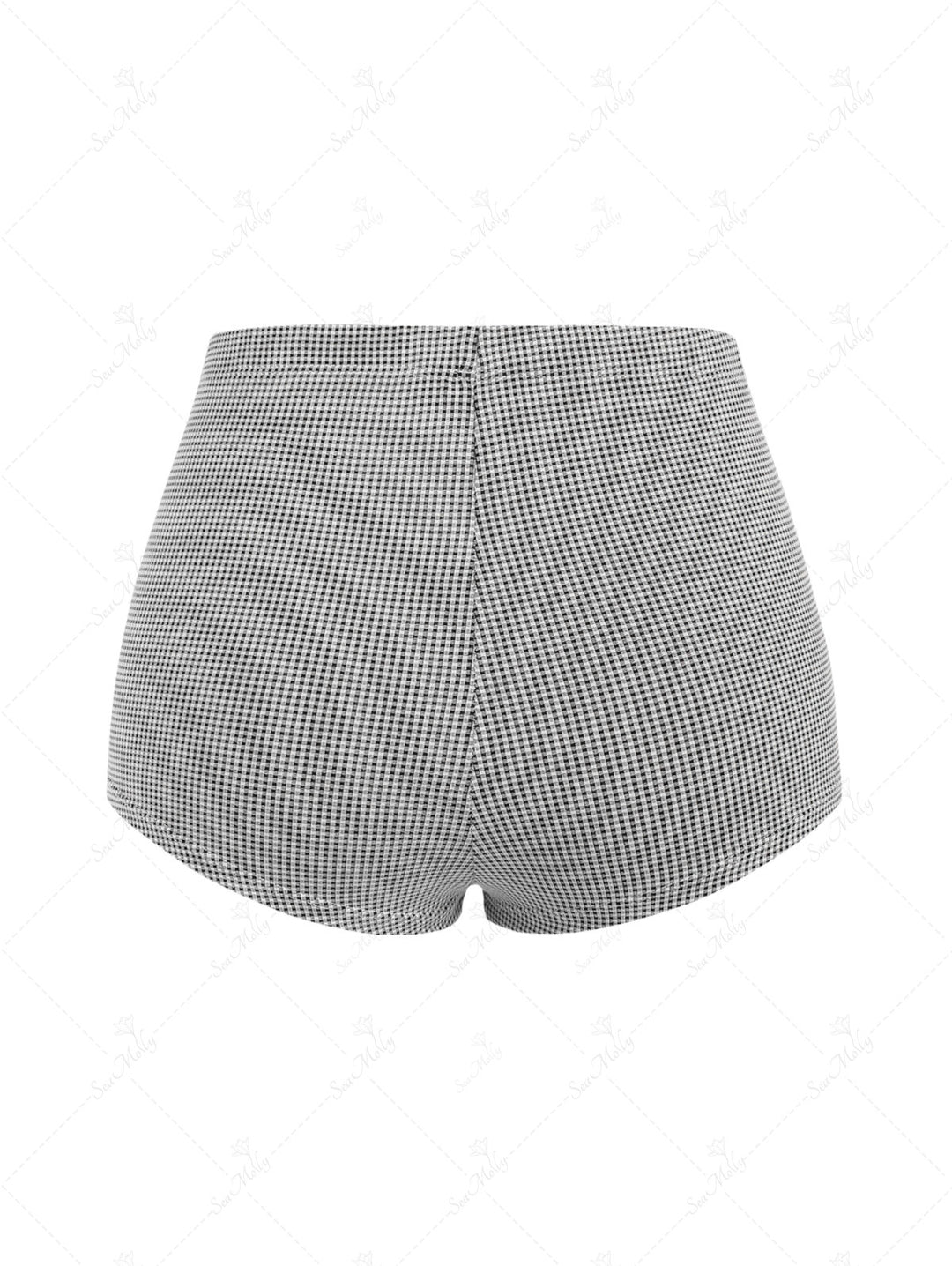 Seamolly Vintage Gingham High Waisted Beach Swim Bottom Boyshorts