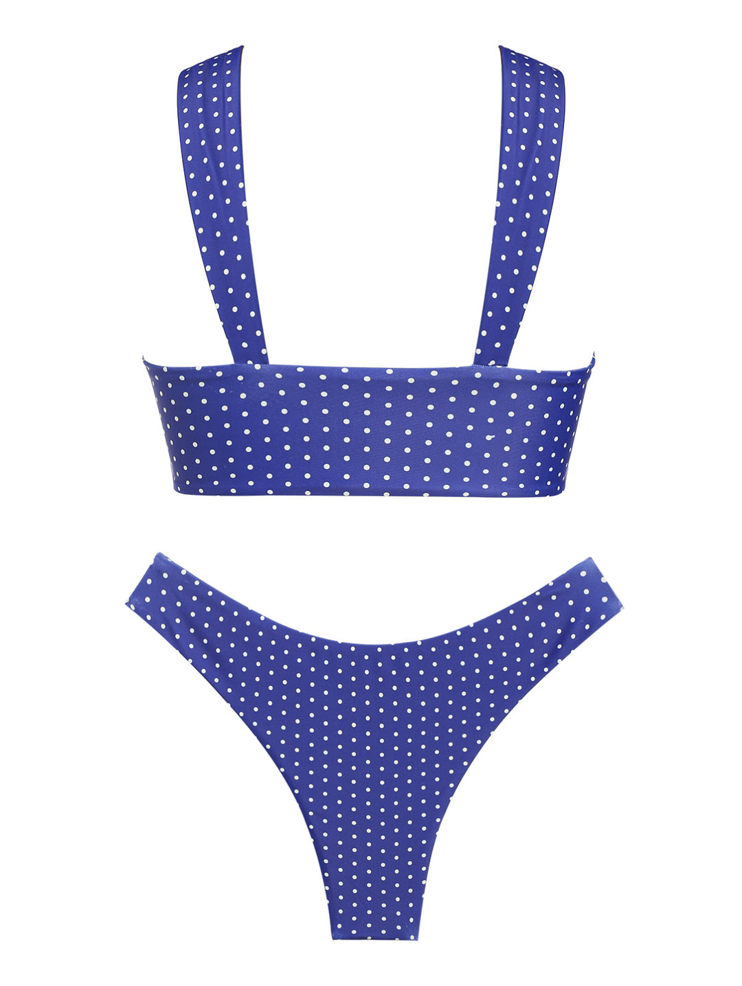 Seamolly Polka Dots Ruched Bowknot Decor Tank Style Cheeky Bikini Set