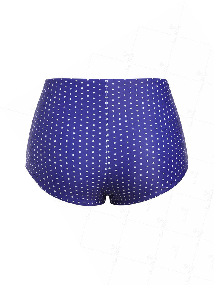 Seamolly Vintage Polka Dots High Waisted Beach Swim Bottom Boyshorts