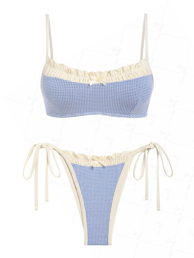 Seamolly Colorblock Two Tone Tie Side Double Layer Bikini Set