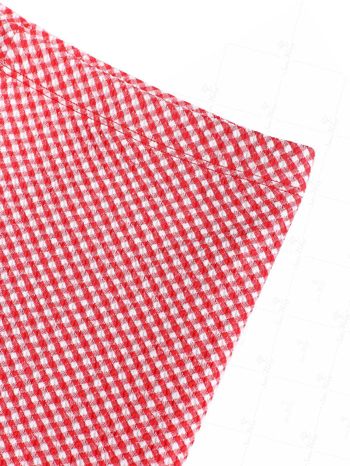 Seamolly Red Gingham High Waisted Beach Swim Bottom Boyshorts