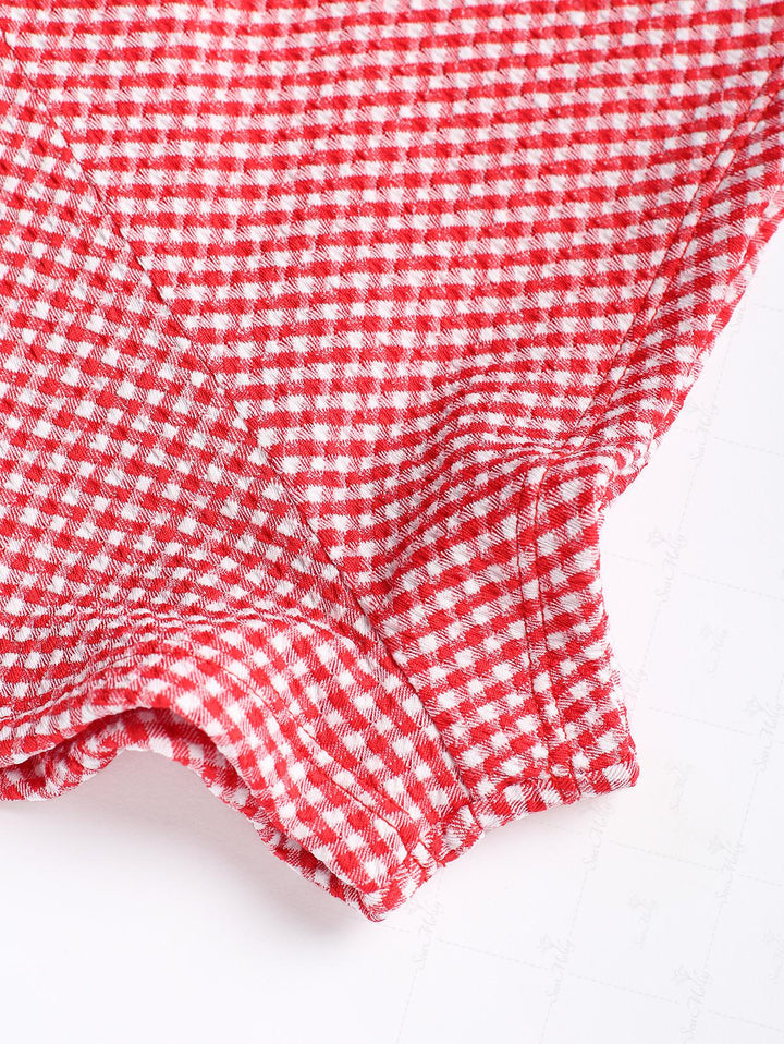 Seamolly Red Gingham High Waisted Beach Swim Bottom Boyshorts