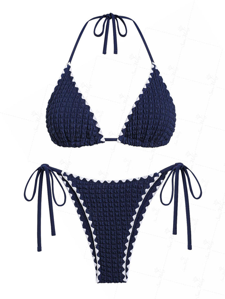 Seamolly Teeth Edge Crafted Triangle Tie Side Bikini Set