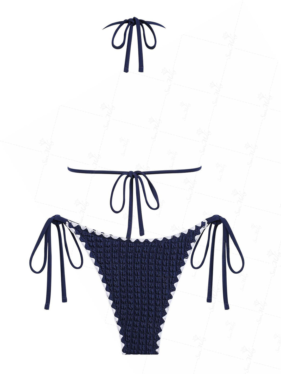 Seamolly Teeth Edge Crafted Triangle Tie Side Bikini Set