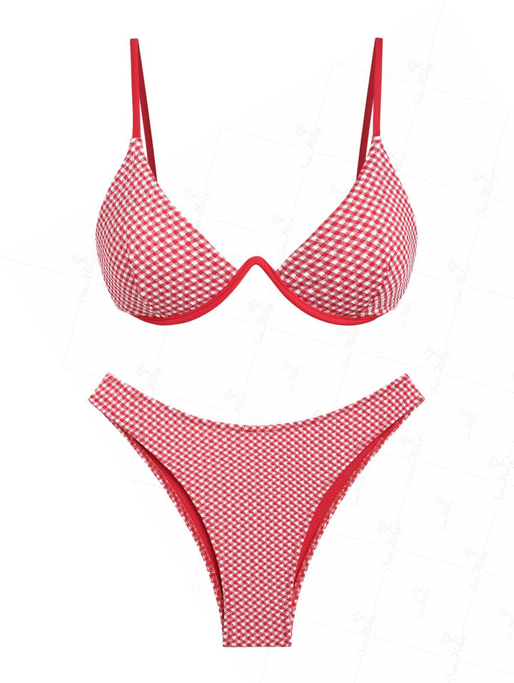 Seamolly Red Gingham Underwire Cheeky Bikini Set