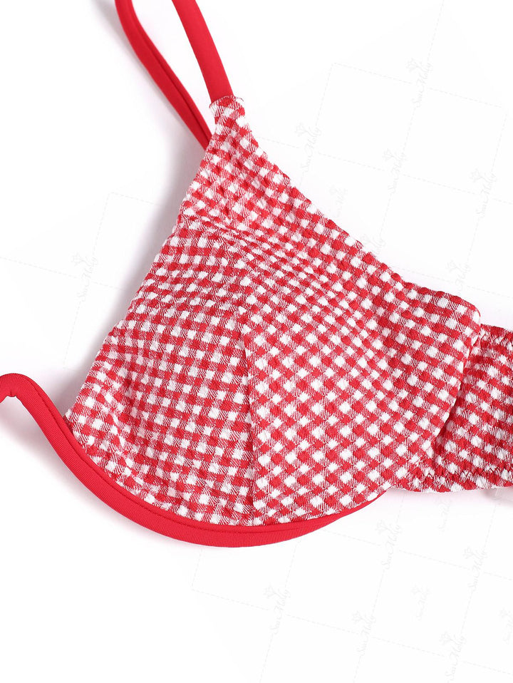 Seamolly Red Gingham Underwire Cheeky Bikini Set