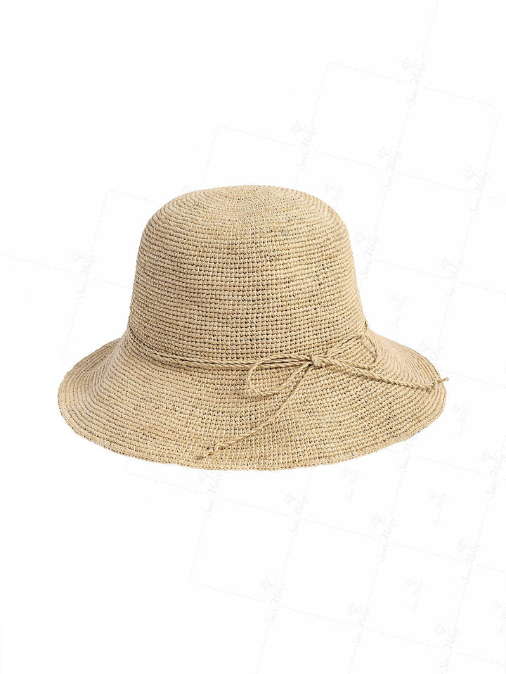 Hand Crocheted Foldable Raffia Straw Bucket Hat