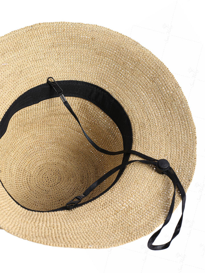 Hand Crocheted Foldable Raffia Straw Bucket Hat