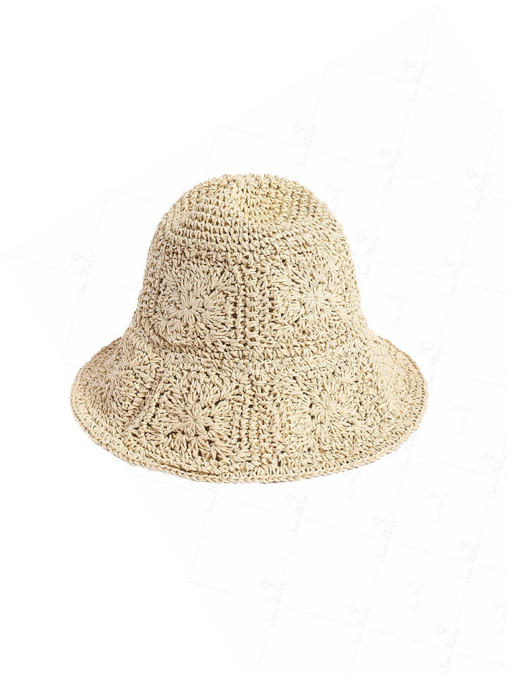 Bohemian Hollow Out Crochet Foldable Straw Bucket Hat