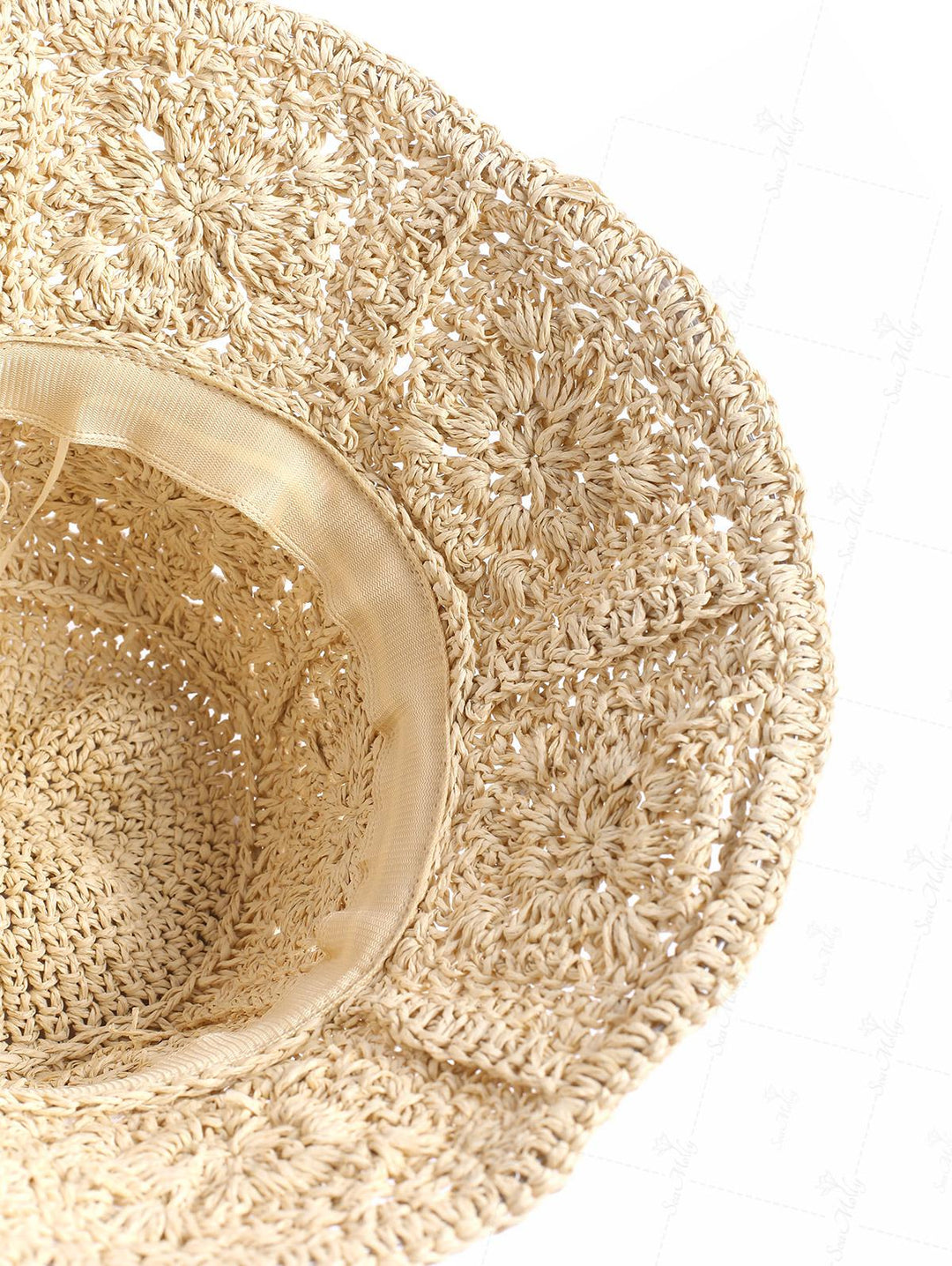 Bohemian Hollow Out Crochet Foldable Straw Bucket Hat