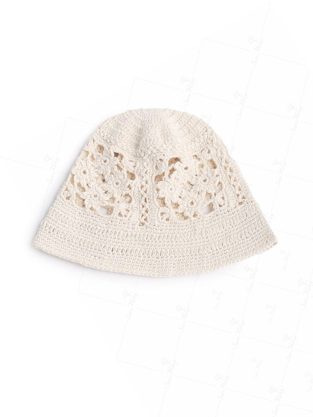 Handmade Crochet Hollow Out Flower Bucket Hat