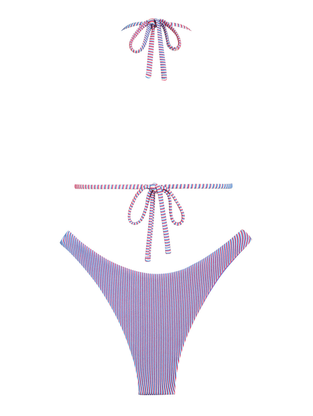 Seamolly Colorful Stripes Halter Tied Triangle Cheeky Bikini Set