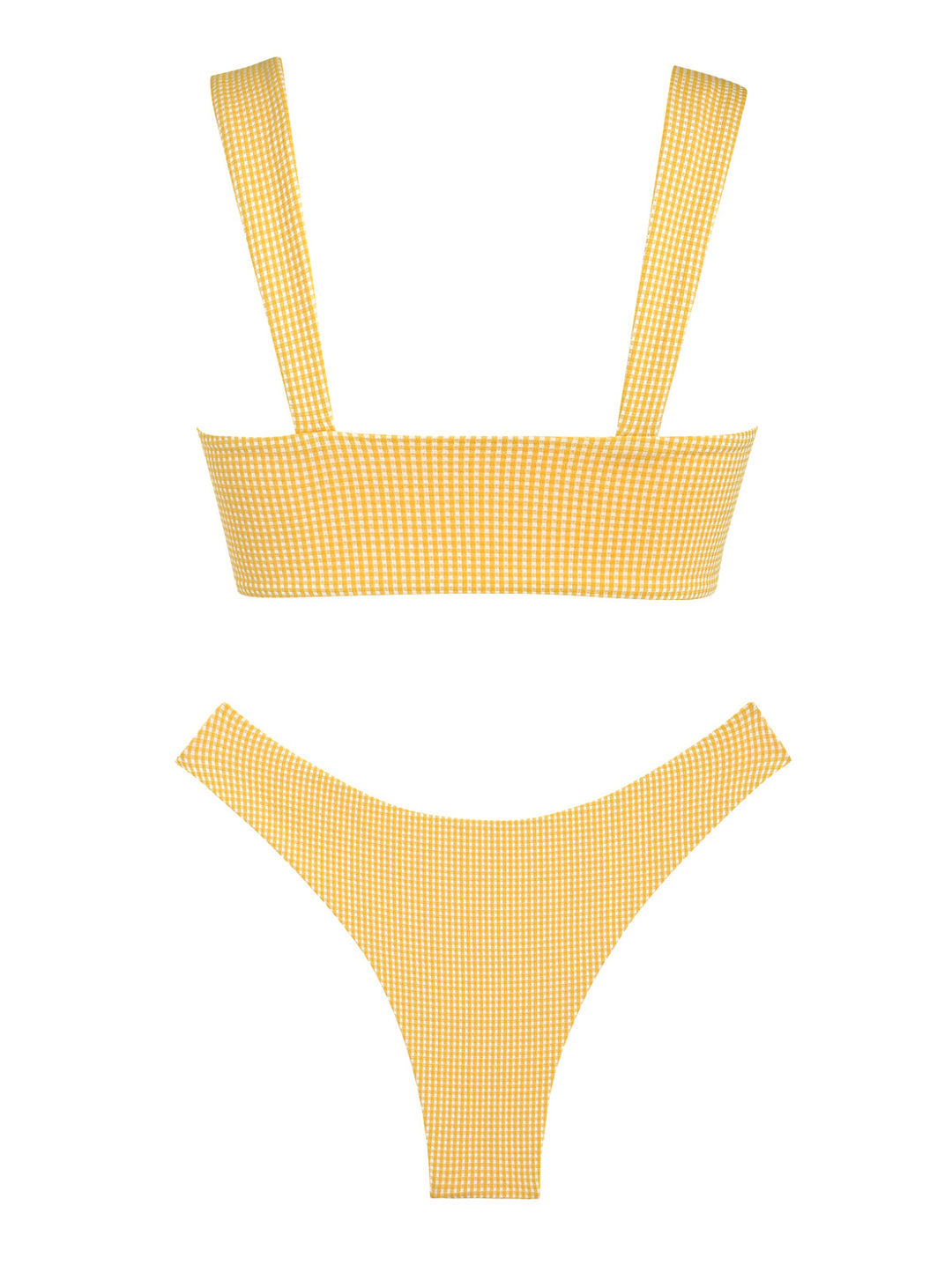 Seamolly Gingham Ruched Bowknot Decor Cheeky Bikini Set