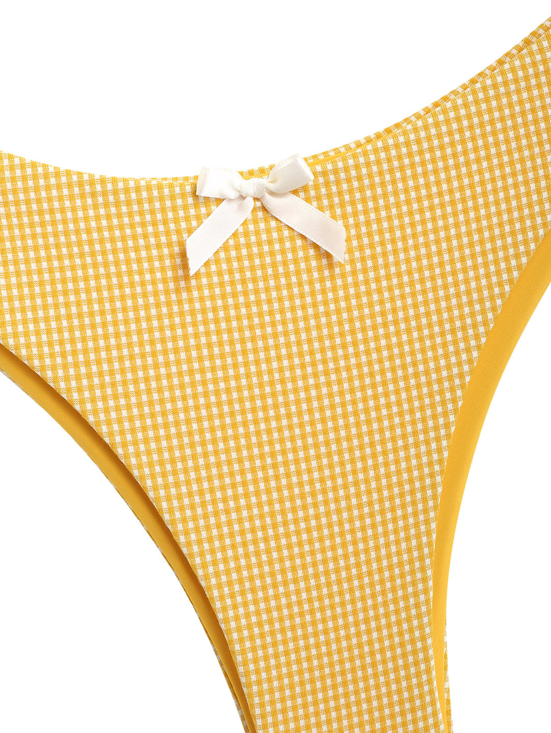 Seamolly Gingham Ruched Bowknot Decor Cheeky Bikini Set