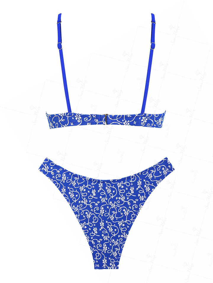 Seamolly Floral Jacquard Monowire Cheeky Bikini Set