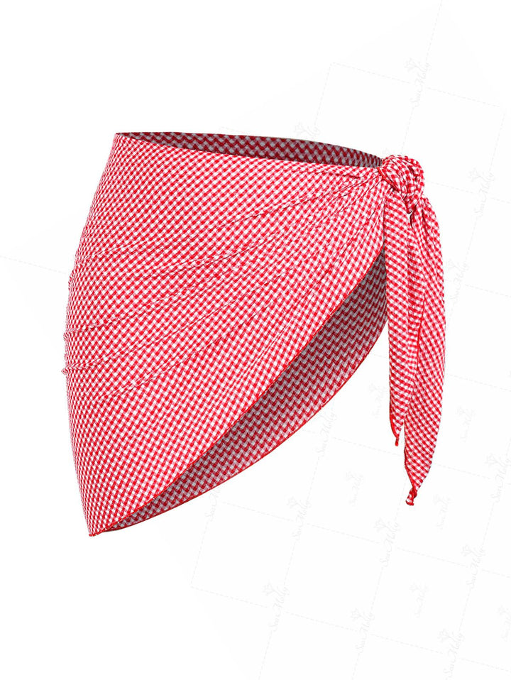 Seamolly Gingham Tie Side Beach Mini Sarong Skirt