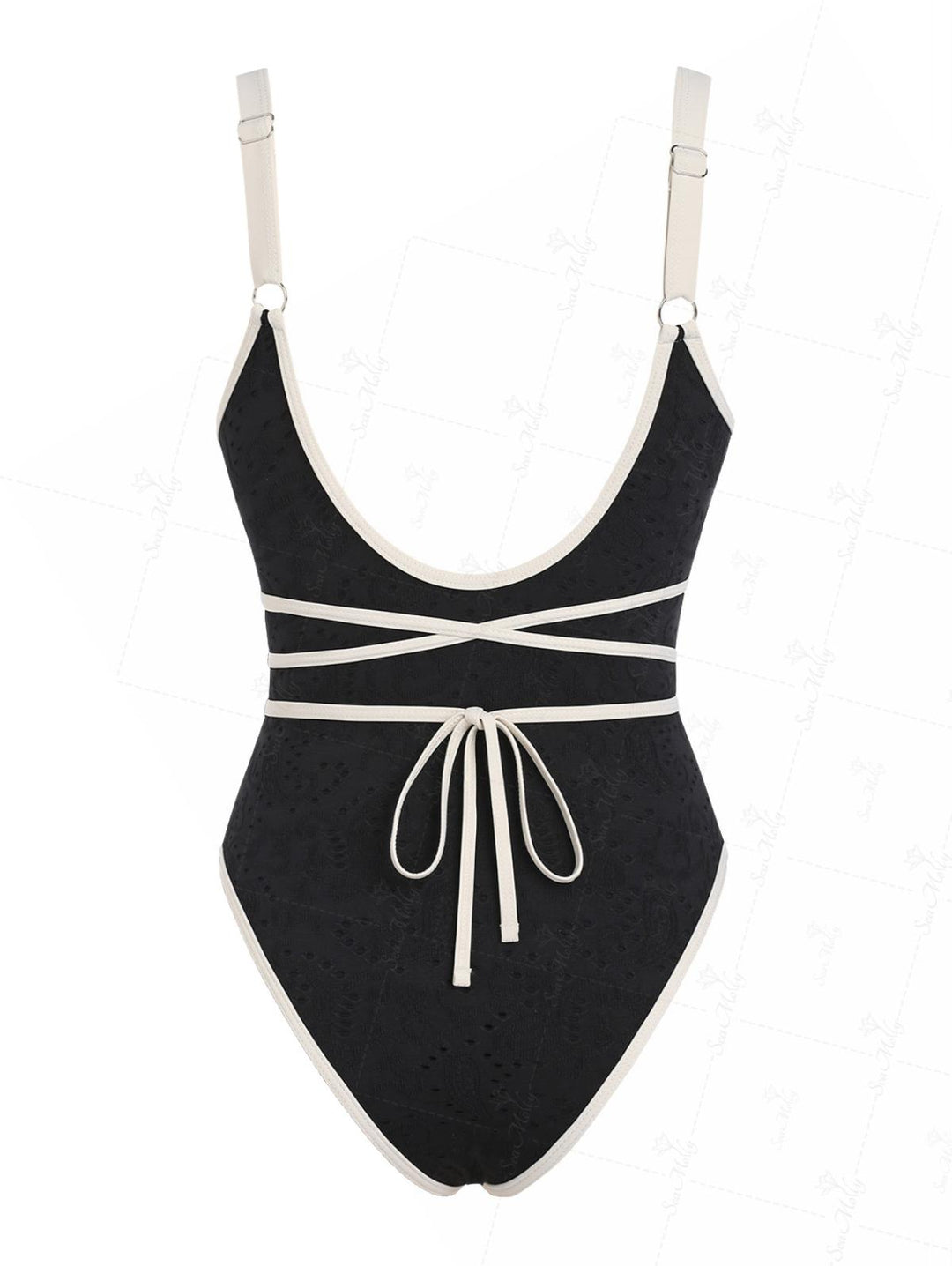 Seamolly Lace Jacquard Contrast Color One-piece Swimsuit