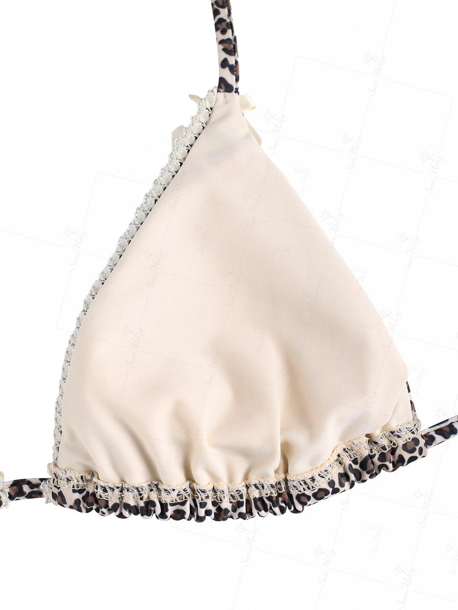 Seamolly Striped Lace Bowknot Bikini Bottom Cheeky Swim Boyshorts