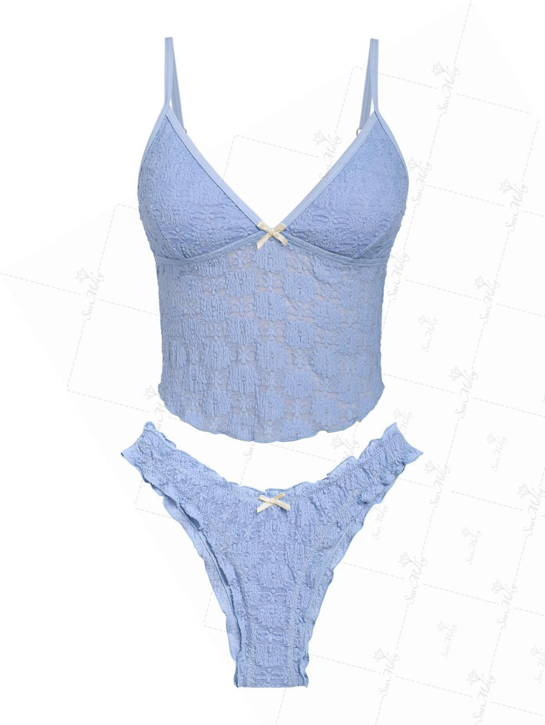 Seamolly Tankini-Set aus Spitze, Jacquard, Schleife, Dekor, Rüschen