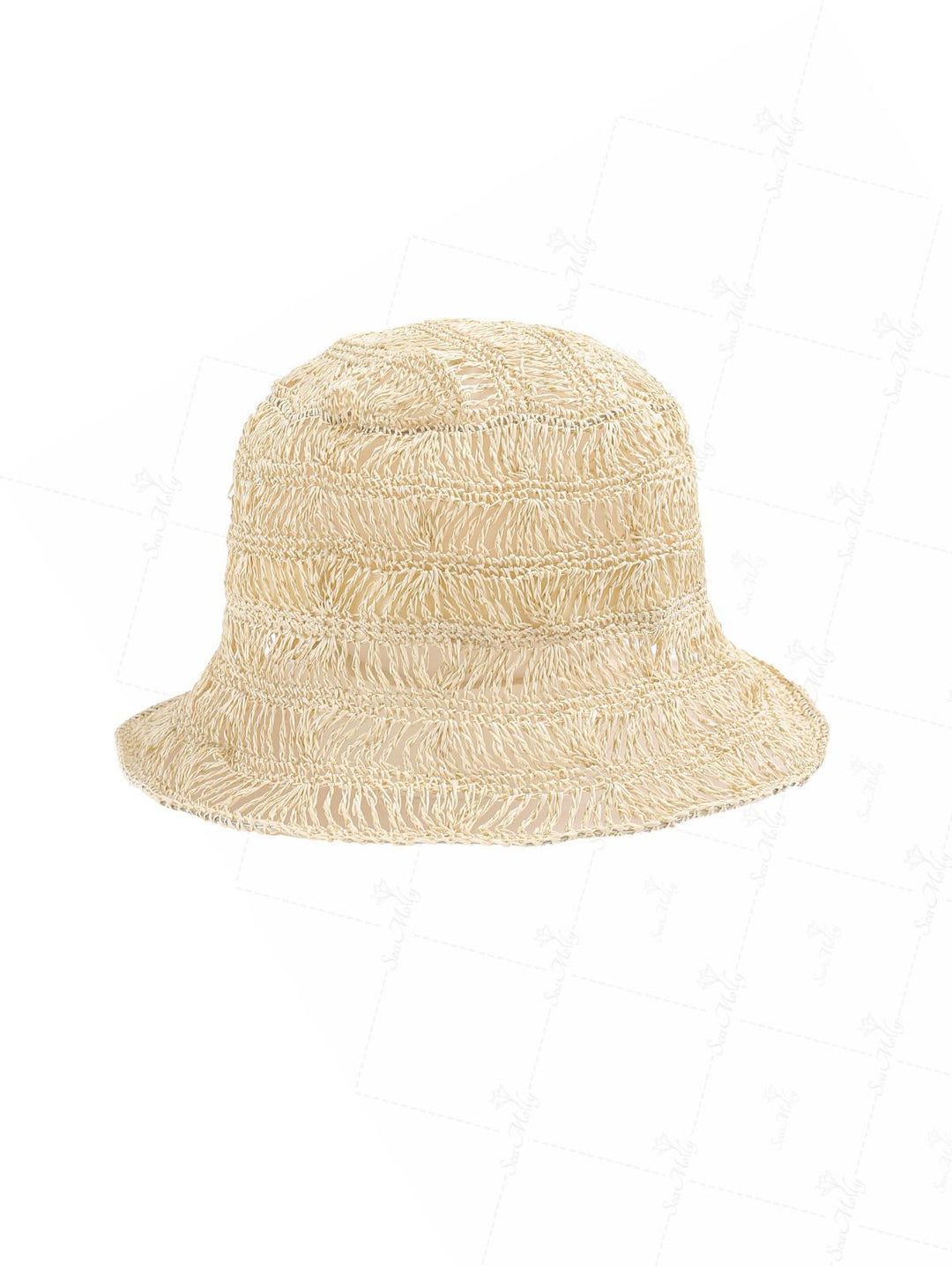 Solid Color Hollow Out Handmade Straw Bucket Hat